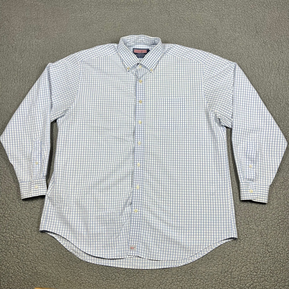 Vineyard Vines Button Down Men XL Murray Gingham Blue Preppy